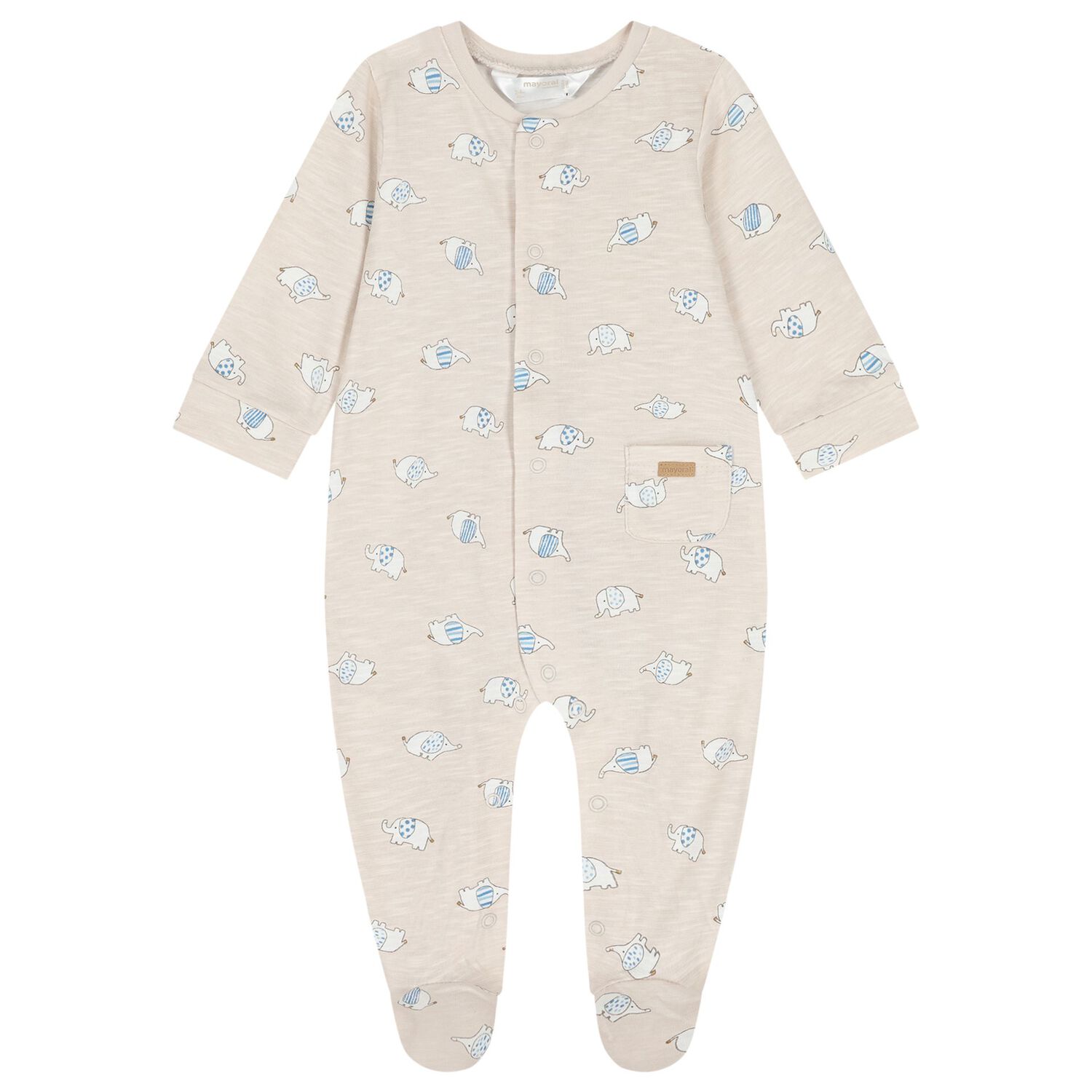 Baby Boys Beige Elephant Babygrow Set, 2, hi-res