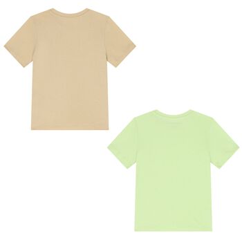Boys Beige & Green Logo T-Shirts ( 2-Pack )