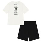 Boys Ivory & Black Shorts Set, 1, hi-res