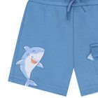Younger Boys Blue Shark Shorts, 3, hi-res