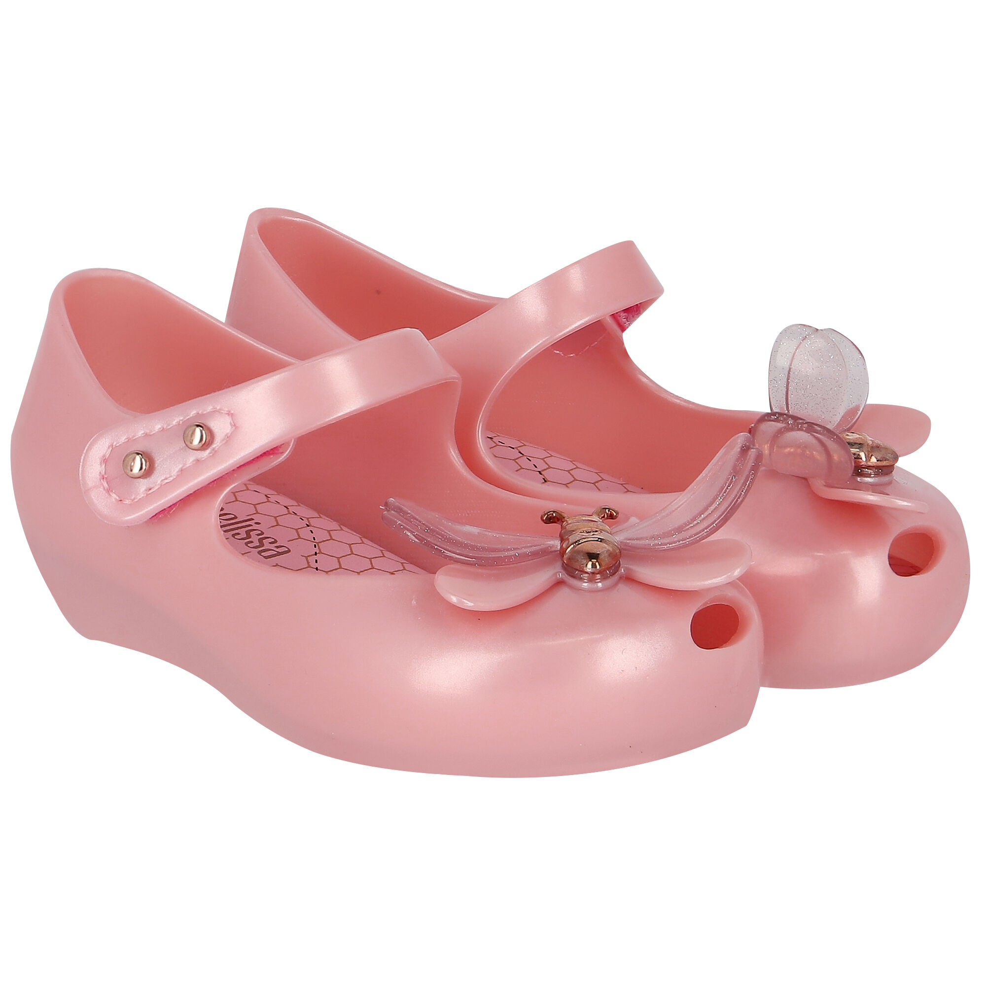 Mini Melissa Younger Girls Pink Bugs Jelly Shoes Junior Couture