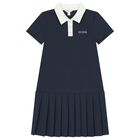 Girls Navy Blue Logo Dress, 1, hi-res