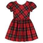 Girls Red & Black Tartan Taffeta Dress, 1, hi-res