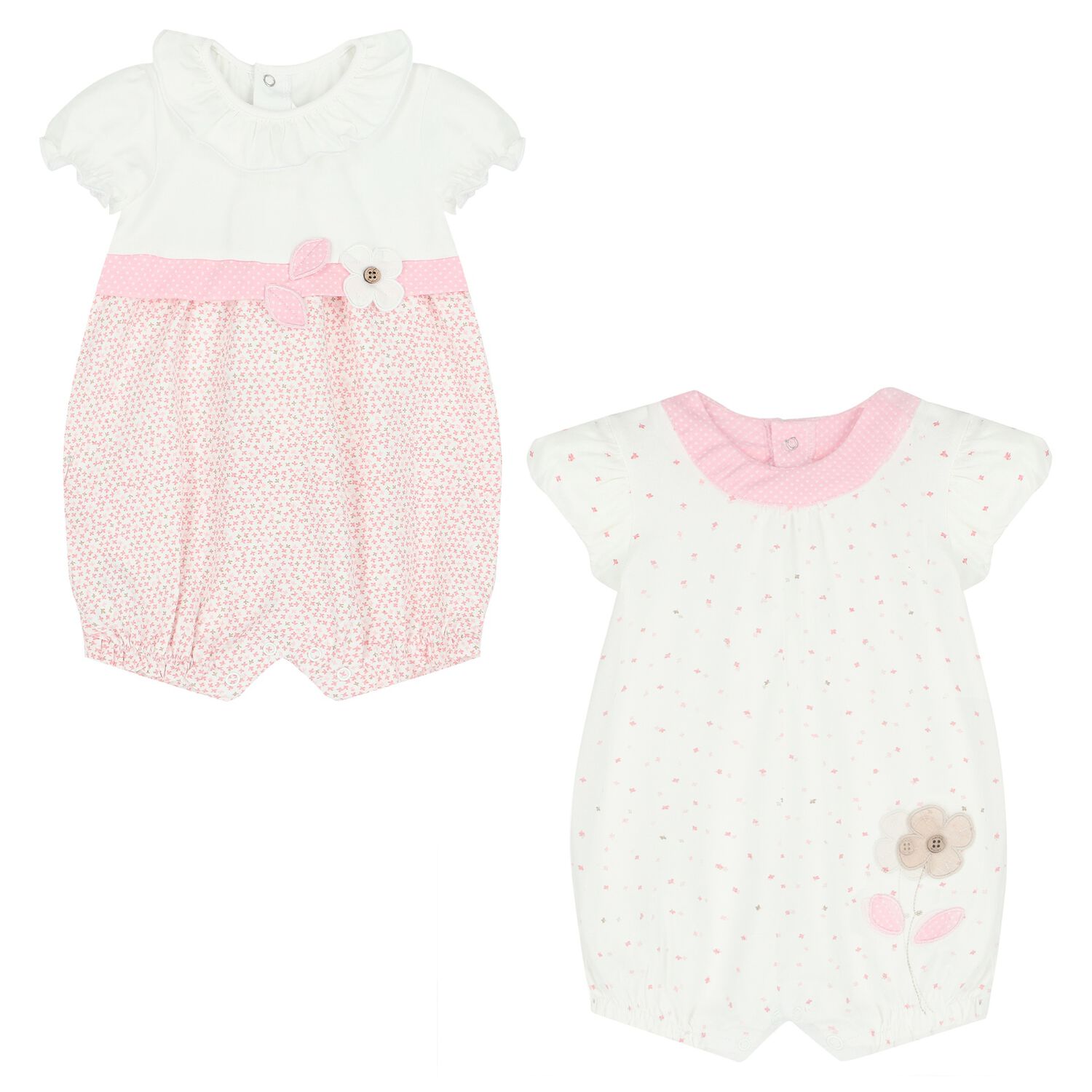 Baby Girls Pink & White Rompers ( 2-Pack ), 1, hi-res