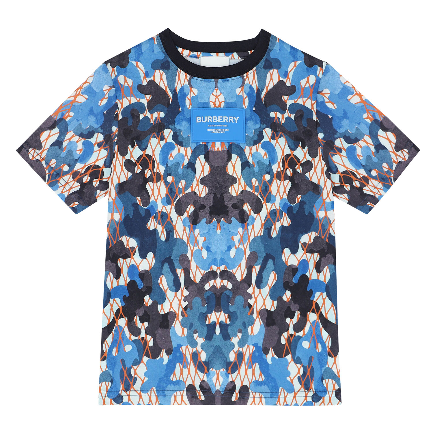 Boys Blue Logo Cotton T-Shirt, 1, hi-res