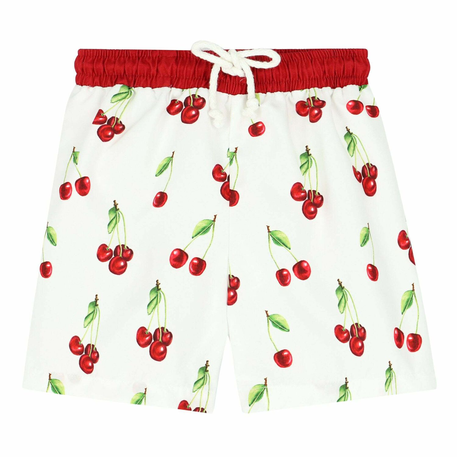 Boys White & Red Cherry Swim Shorts, 2, hi-res