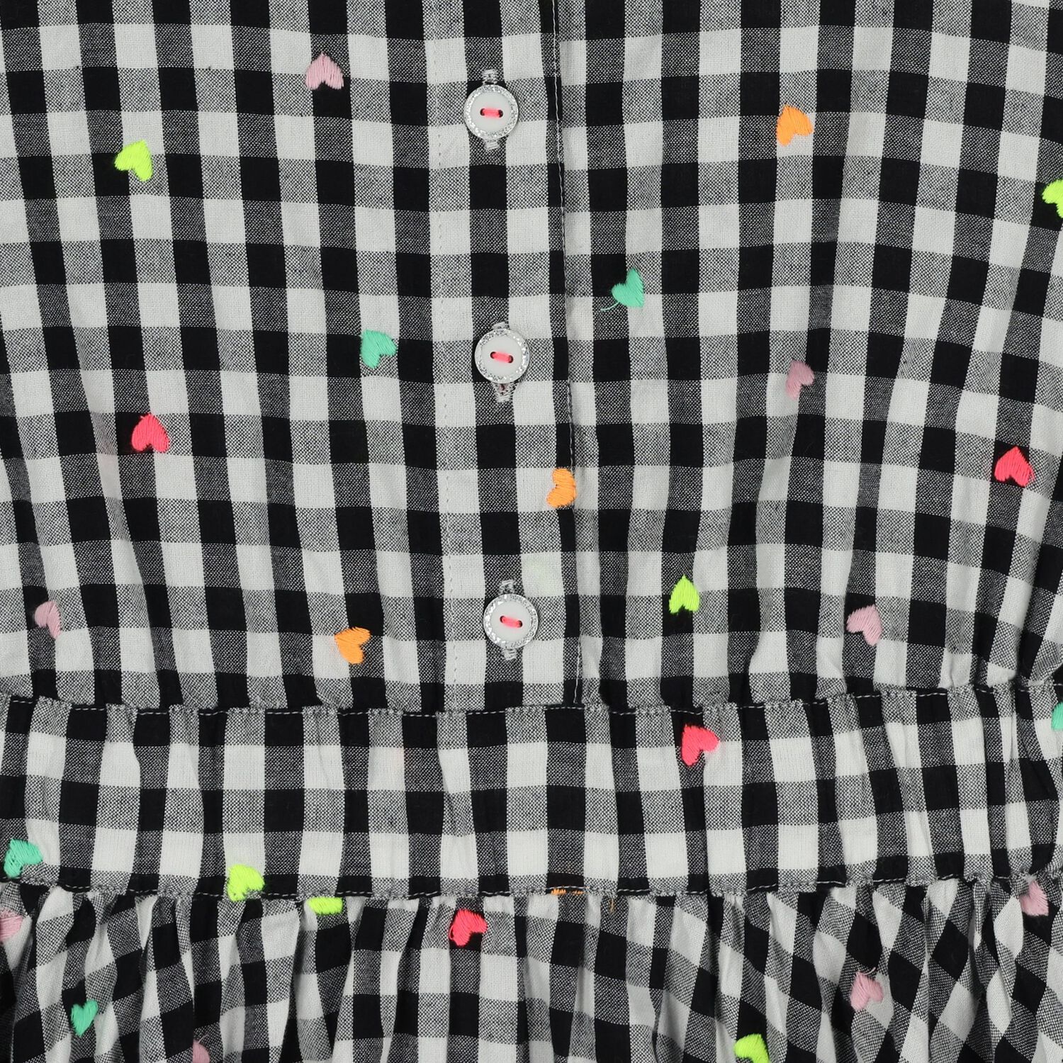 Girls Black & White Gingham Dress, 1, hi-res