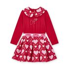 Girls Red Logo Heart Dress, 1, hi-res