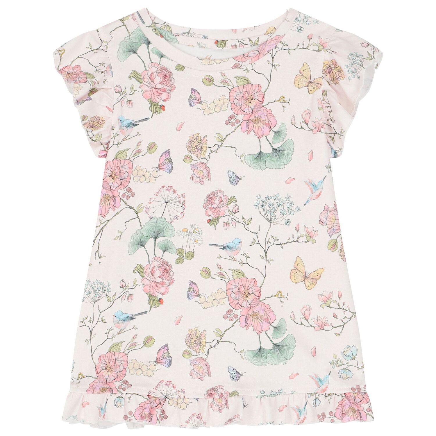 Girls Pink Floral Pyjamas, 1, hi-res image number null