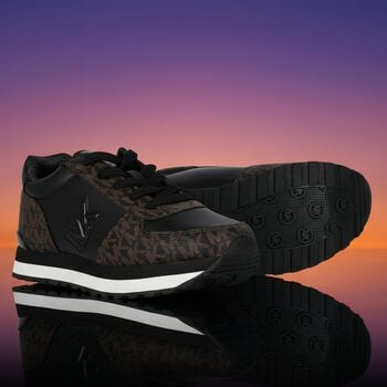 Girls Black & Brown Logo Trainers
