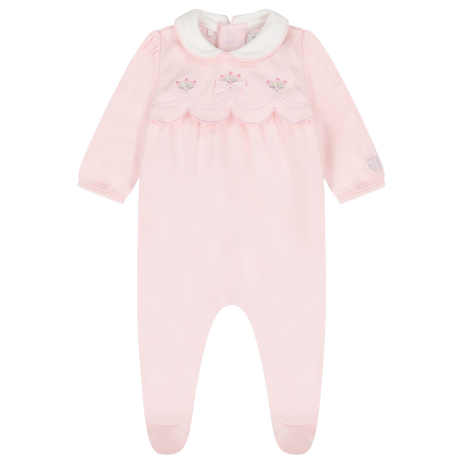Baby Girls Pink Flower Babygrow Set, 1, hi-res