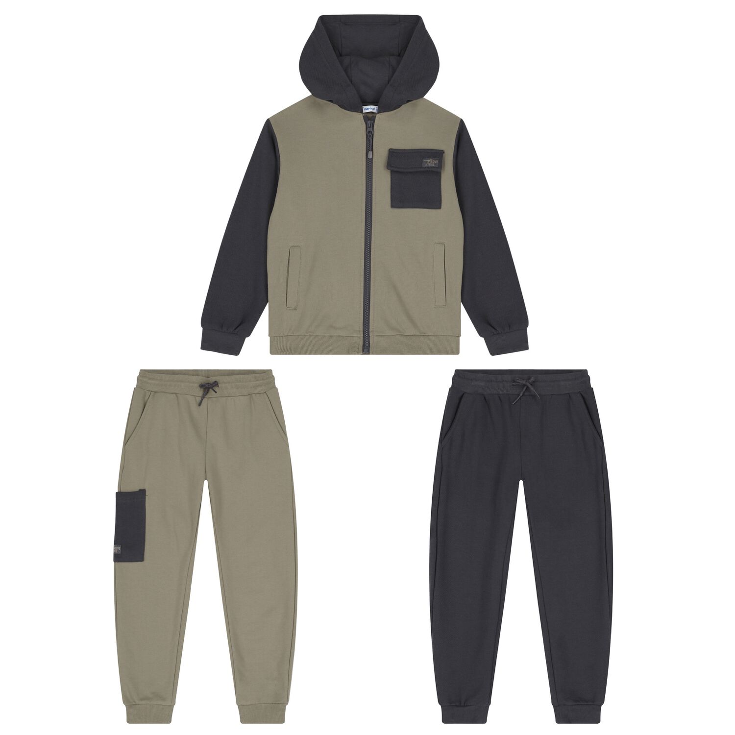 Boys Green & Grey Tracksuit Set ( 3 Piece ), 1, hi-res