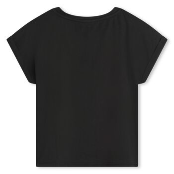 Girls Black Studded Logo T-Shirt