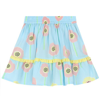 Girls Blue Floral Skirt