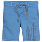 Boys Blue Cotton Shorts, 1, hi-res