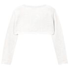 Girls White Bolero Knit Cardigan, 5, hi-res
