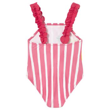 ملابس سباحة مخططة باللون الأحمر للفتيات الصغيرات