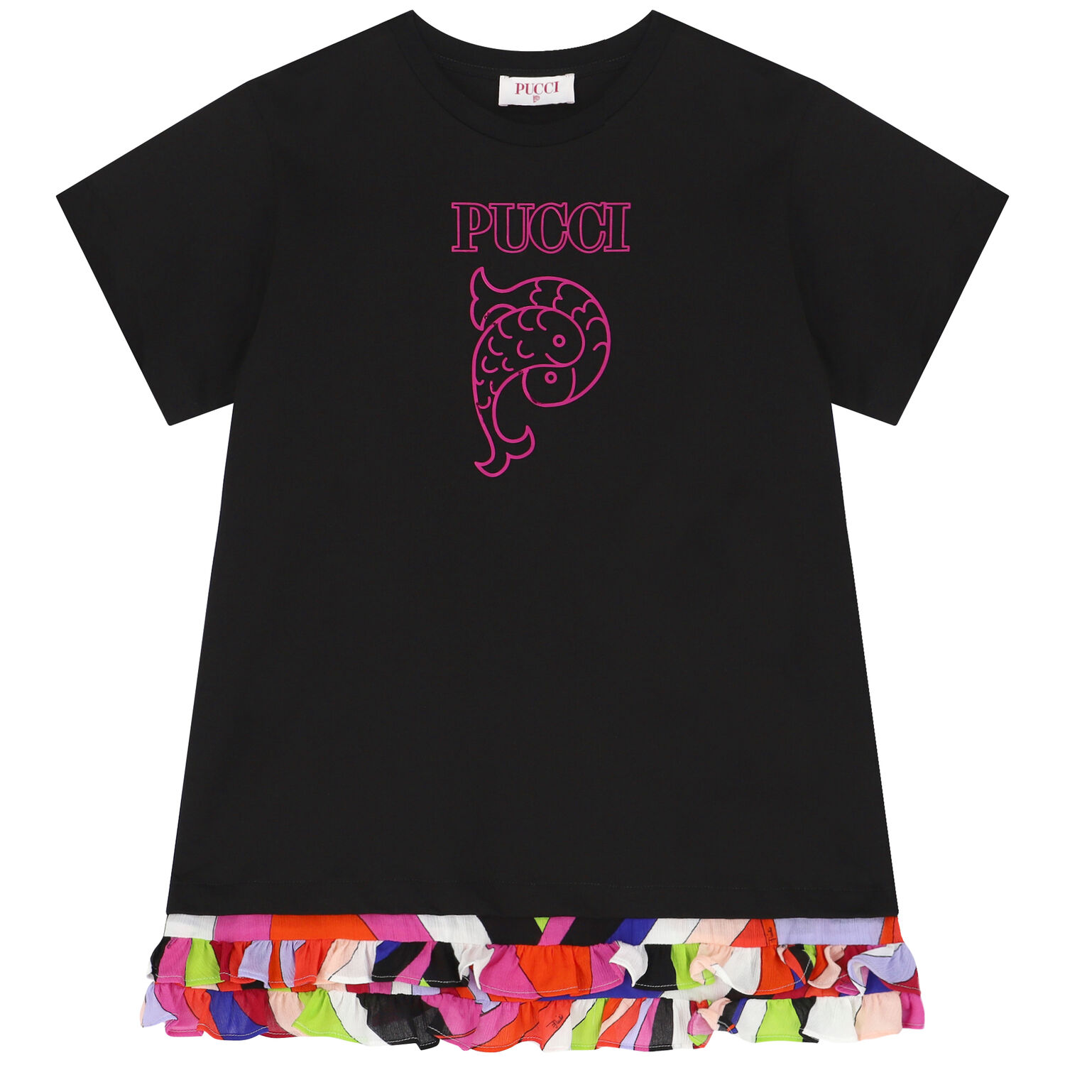 Girls Black Logo Dress, 2, hi-res image number null