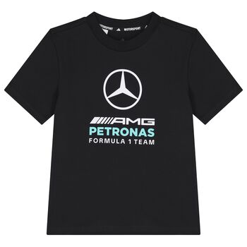 Boys Black Mercedes Logo T-Shirt