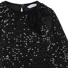 Girls Black Embellished Sequin Dress, 3, hi-res