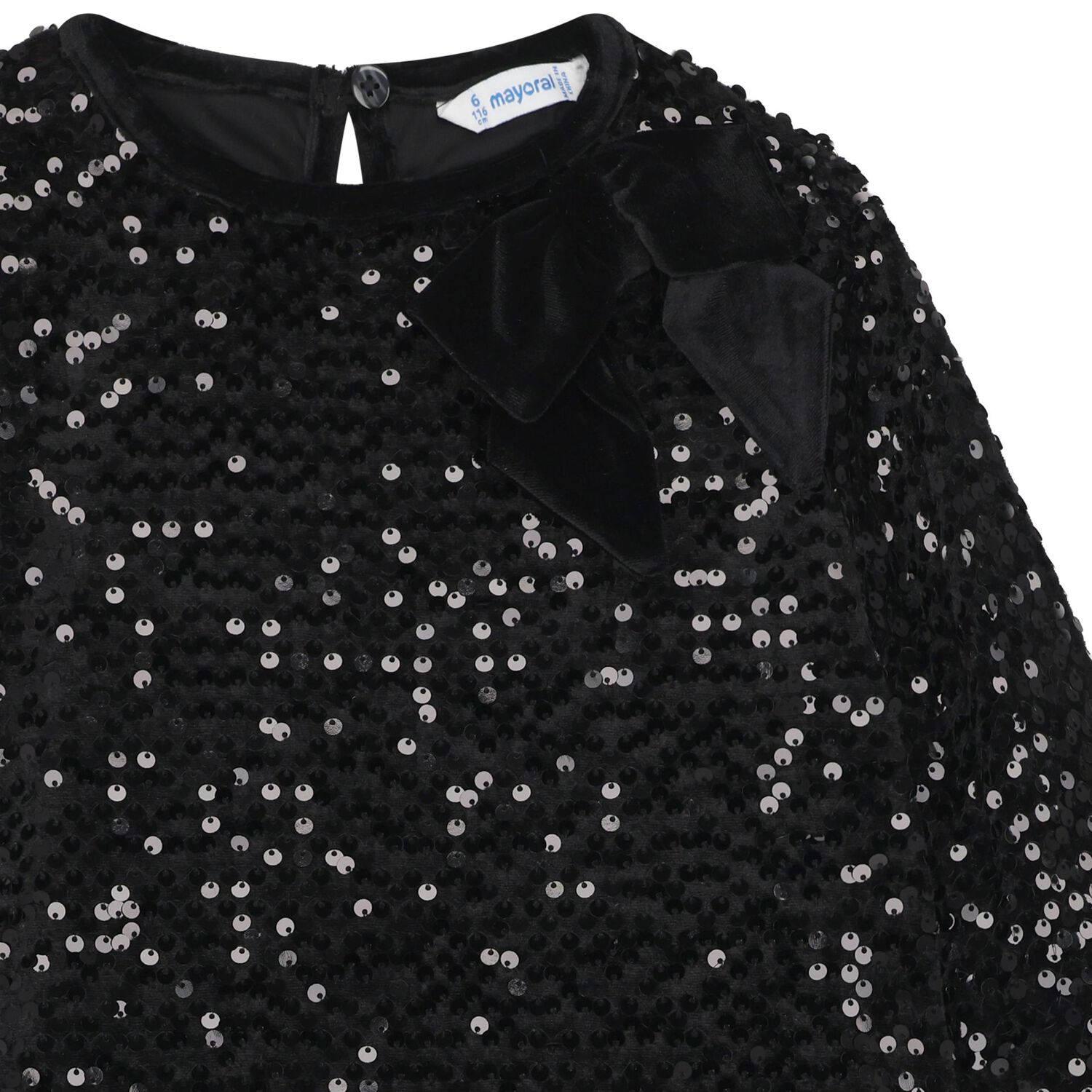 Girls Black Embellished Sequin Dress, 3, hi-res