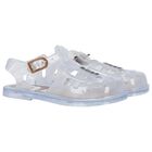 Girls Transparent Logo Jelly Sandals, 1, hi-res