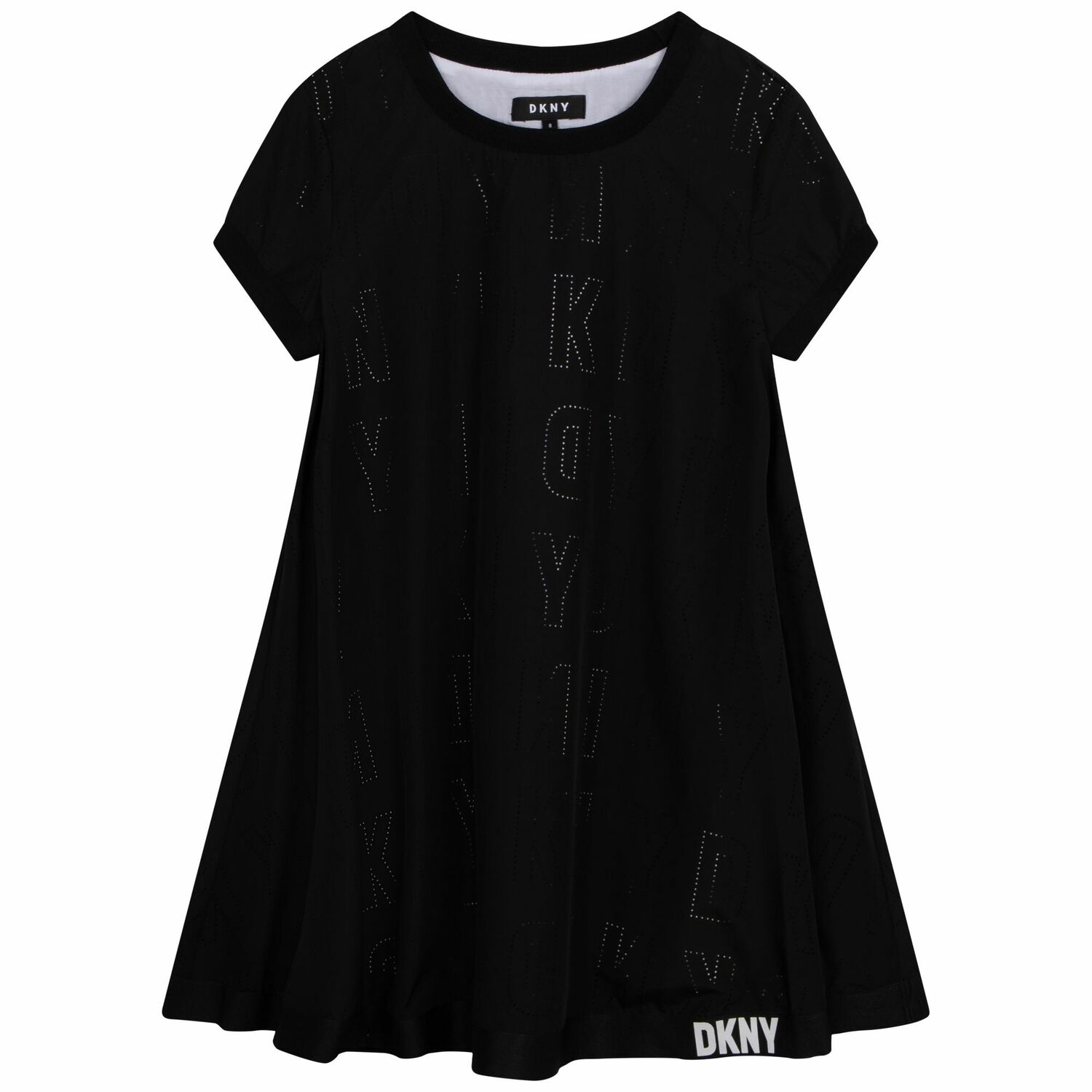 Girls Black Logo Dress, 1, hi-res