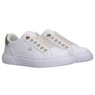 Girls White & Gold Slip-On Trainers, 1, hi-res