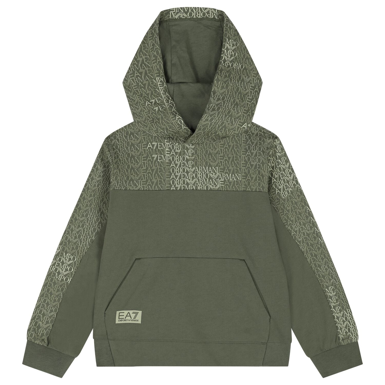 Boys Green Logo Hooded Top , 2, hi-res