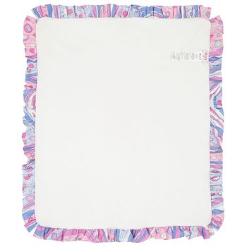 Baby Girls White Fontane Ruffled Blanket