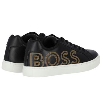 Boys Black Logo Trainers