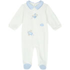 Boys White & Blue Babygrow, 2, hi-res