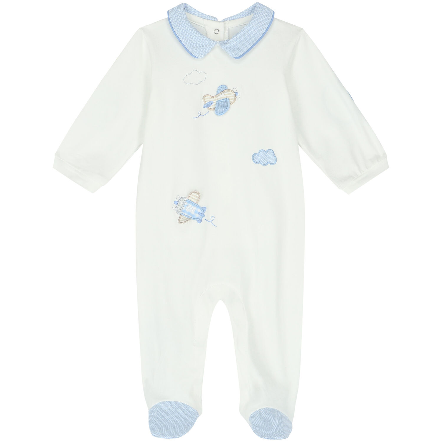 Boys White & Blue Babygrow, 2, hi-res image number null