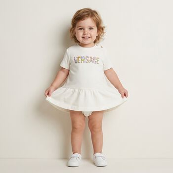 Baby Girls Ivory Logo Dress