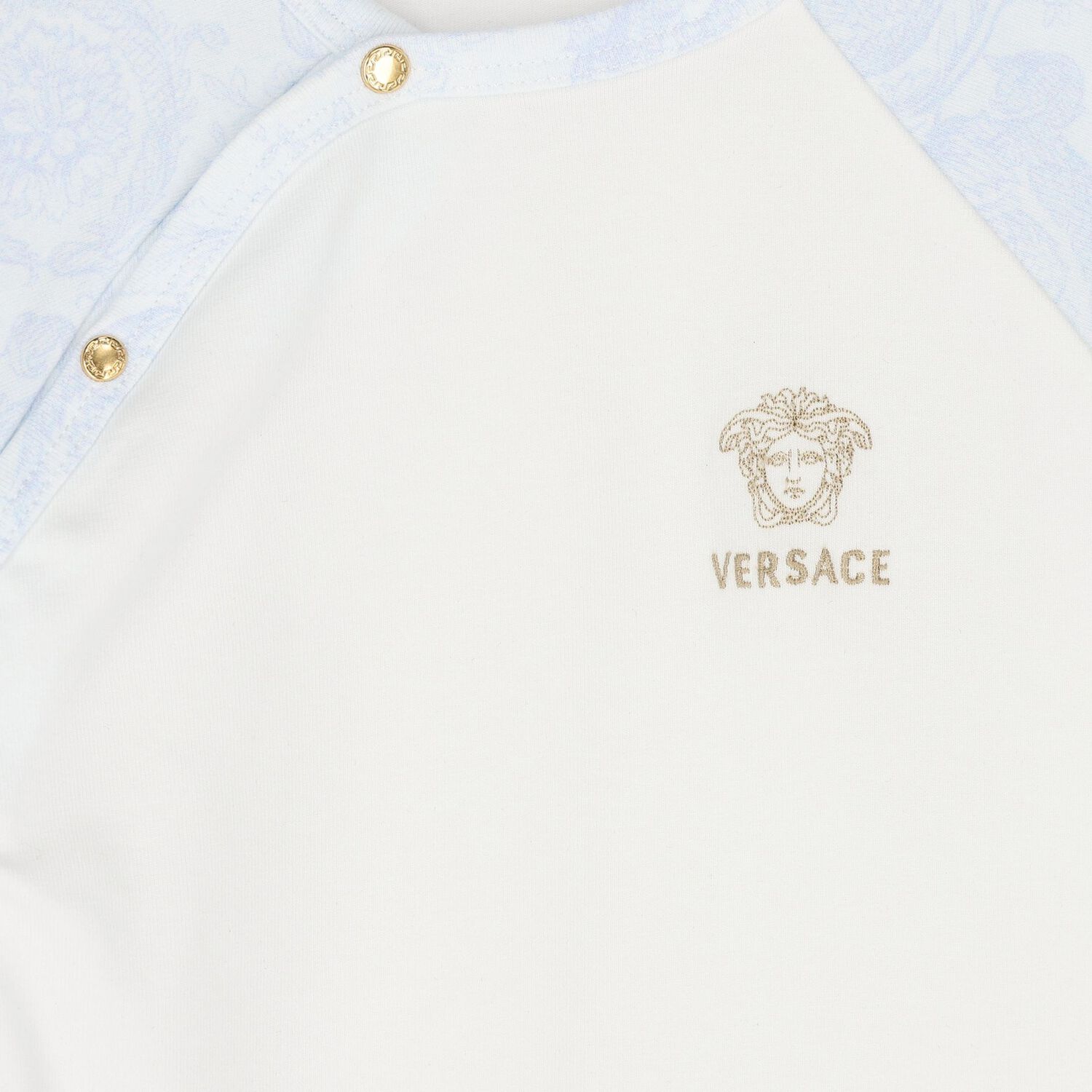 Baby Boys White & Blue Barocco Babygrow, 1, hi-res