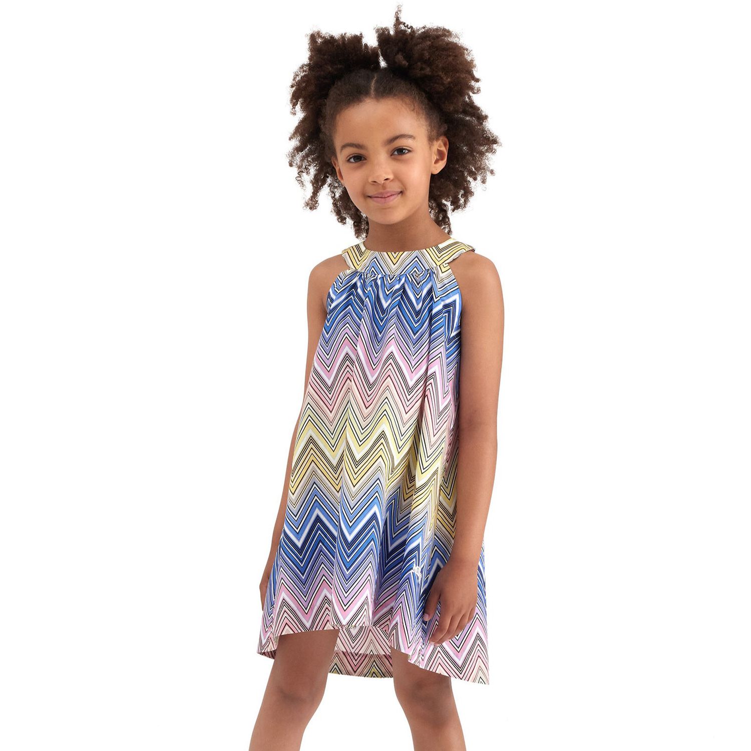 Girls Multi-Coloured Zigzag Dress, 1, hi-res