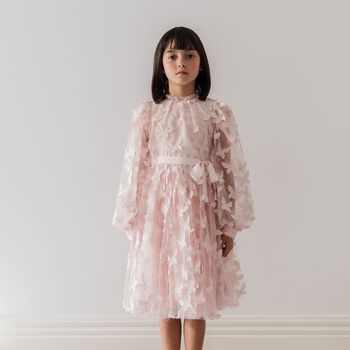 Girls Pink Butterfly Dress