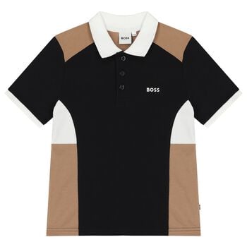 Boys Black Logo Polo Shirt
