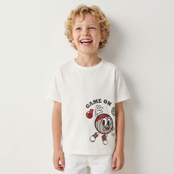 Younger Boys Ivory Football T-Shirt