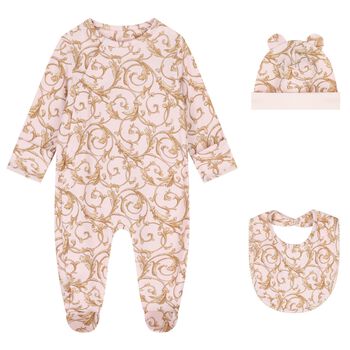 Baby Girls Pink & Gold Babygrow Gift Set (3 Piece)