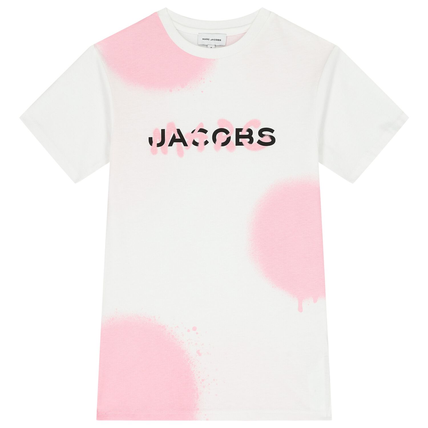 فستان بنات بالشعار باللون الوردي والأبيض, 2, hi-res