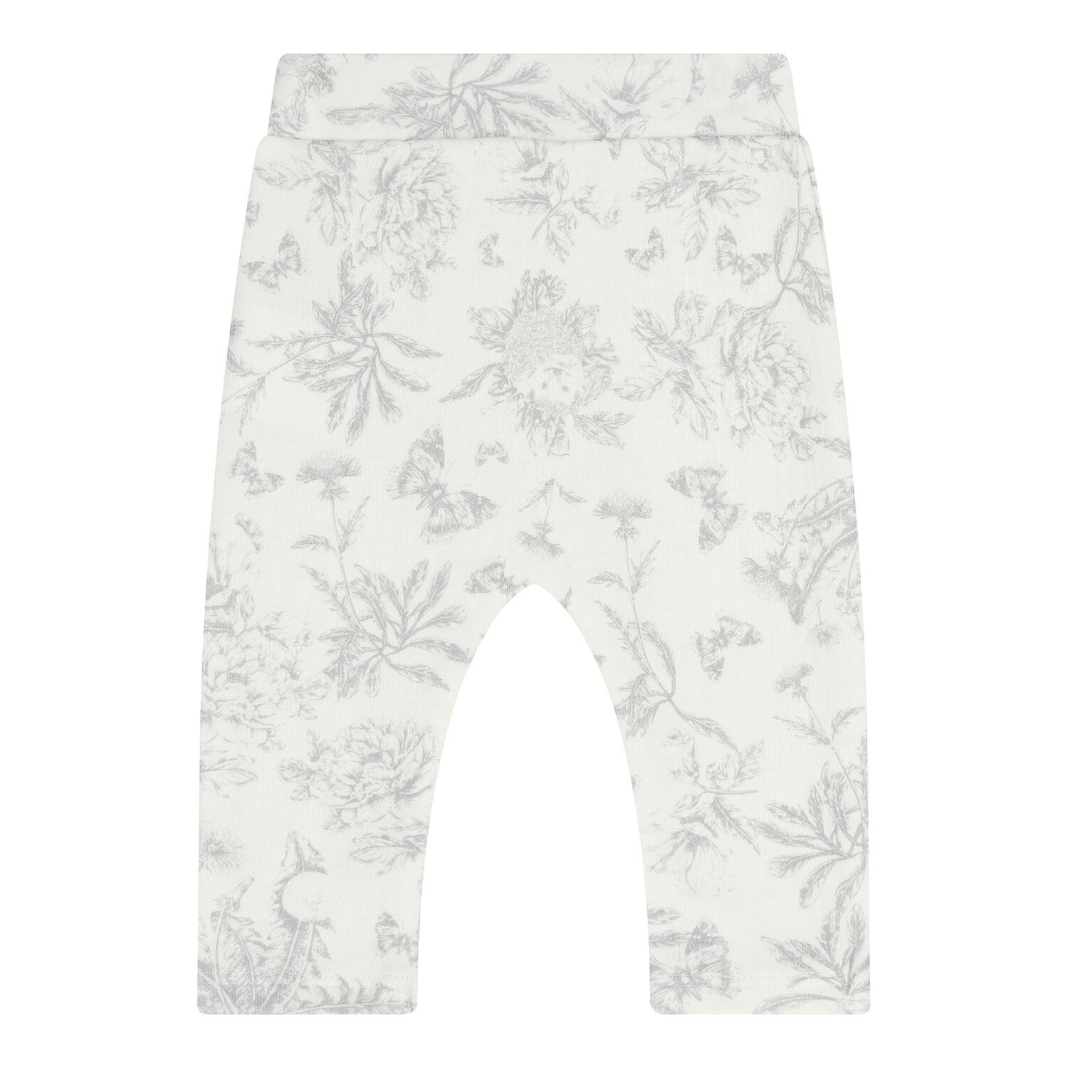 Grey & White Toile De Jouy Cotton Baby Pyjamas, 2, hi-res