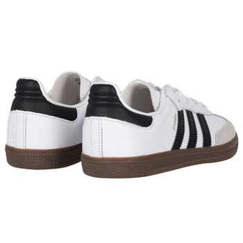 White & Black Logo Samba Trainers