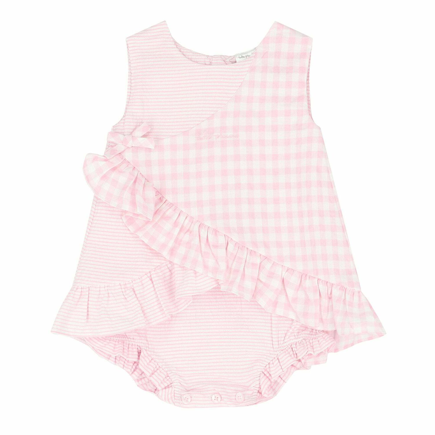 Baby Girls White & Pink Dress , 1, hi-res