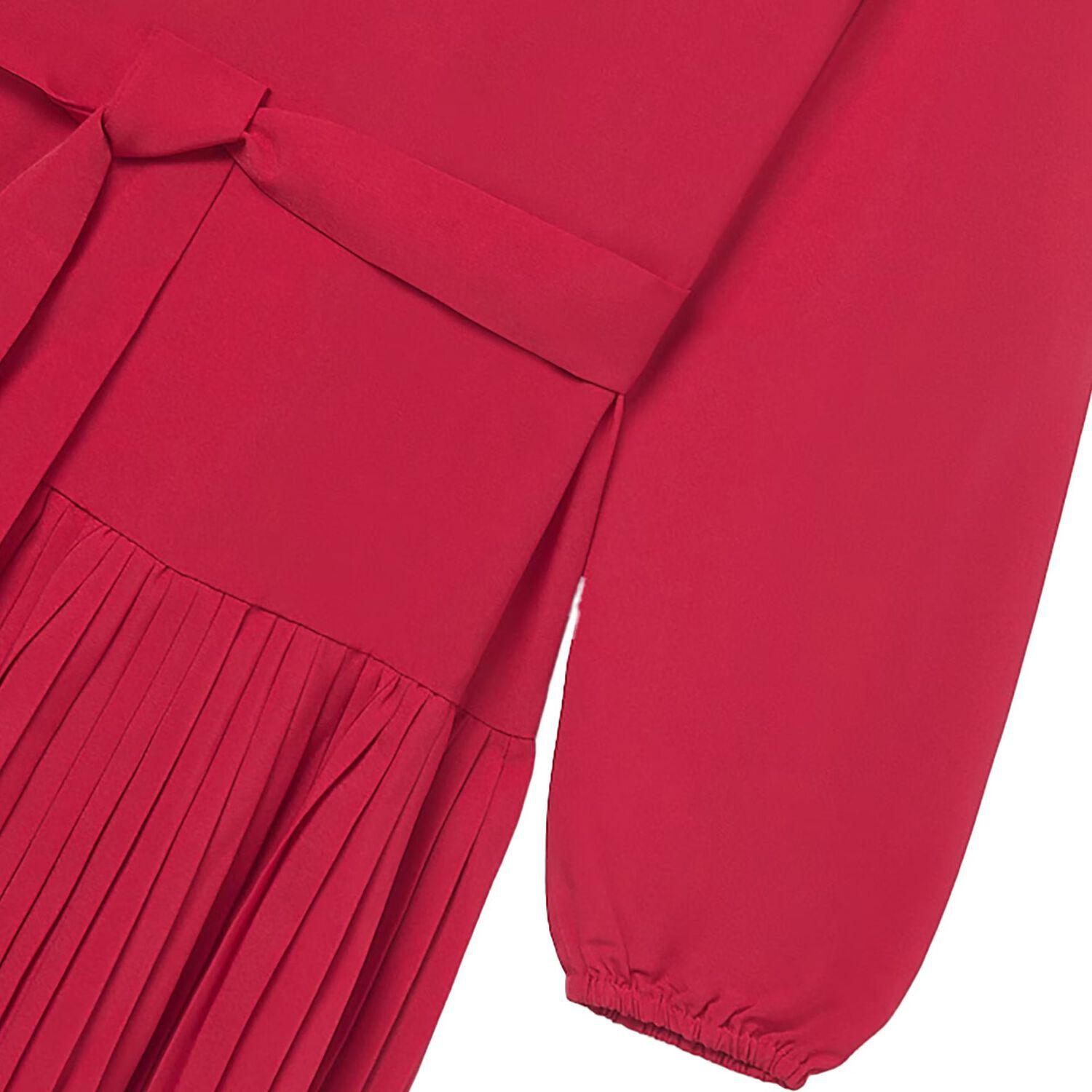 فستان بنات بطيات باللون الاحمر , 1, hi-res image number null