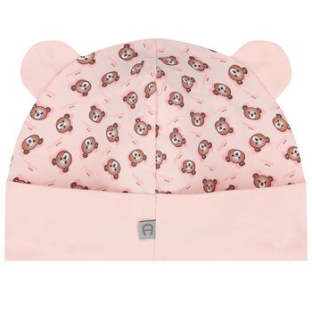 Baby Girls Pink Teddy Bear Logo Hat
