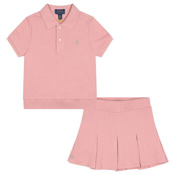Girls Pink Logo Skort Set