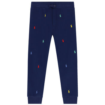 Boys Navy Blue Logo Joggers