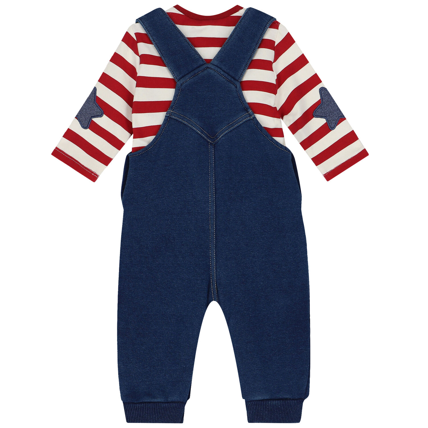 Baby Boys Ivory, Red & Blue Dungaree Set, 1, hi-res image number null