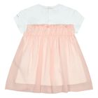 Younger Girls White & Pink Logo Dress, 2, hi-res